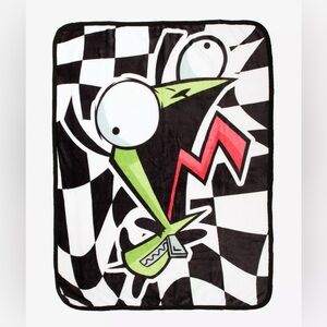 Invader Zim GIR Wavy Checker Throw Blanket Checkerboard Hot Topic 46" x 60"